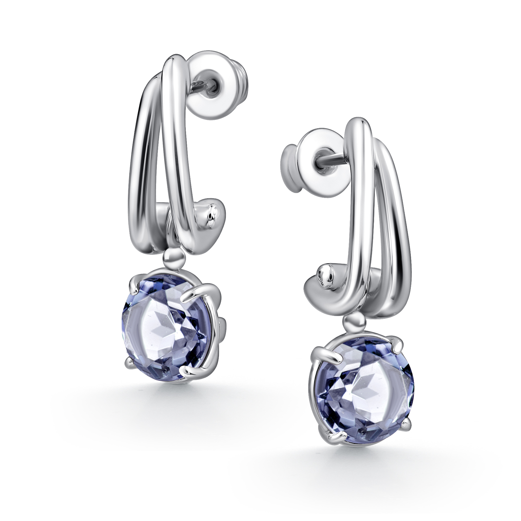 Серьги из серебра с камнем Кристалл фото, цены