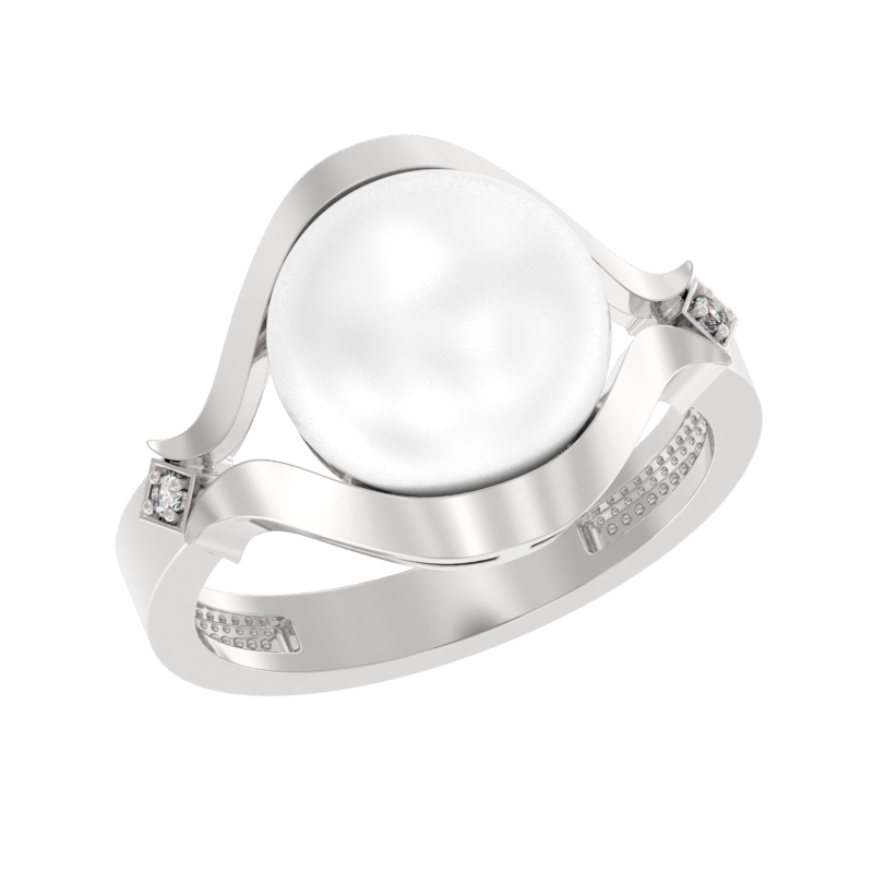 Кольцо из серебра с камнем Жемчуг, Фианит фото, цены