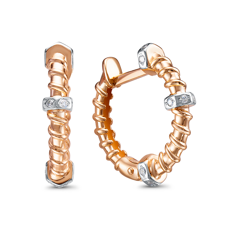 Серьги из золота с камнем Фианит фото, цены