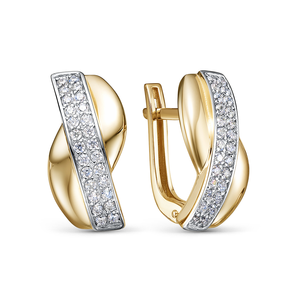 Серьги из золота с камнем Фианит фото, цены