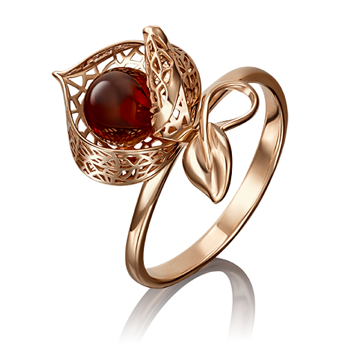 Кольцо из золота с камнем Янтарь фото, цены