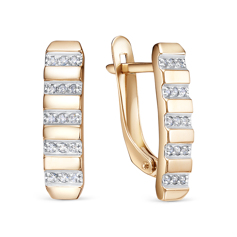 Серьги из золота с камнем Фианит фото, цены