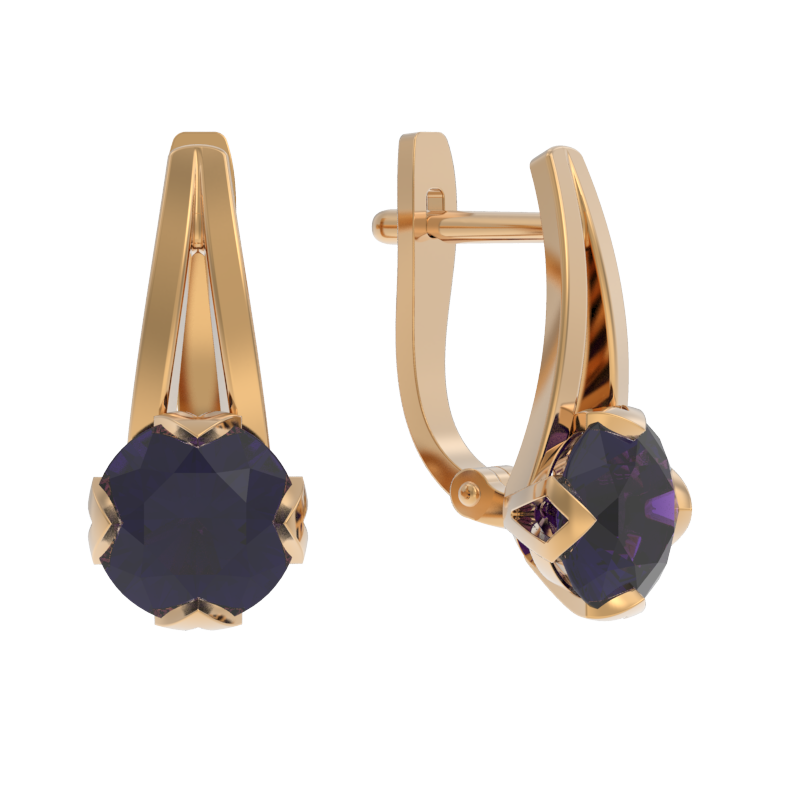 Серьги из золота с камнем аметист фото, цены