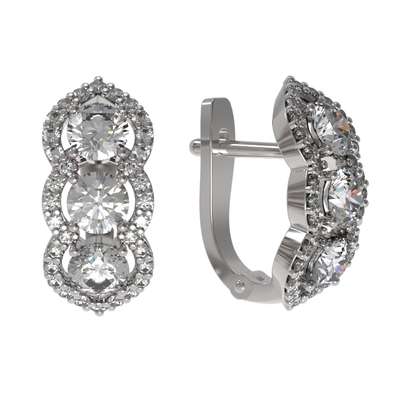 Серьги из серебра с камнем Фианит фото, цены