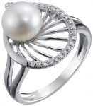 Кольцо из серебра с камнем Жемчуг, Циркон фото, цены