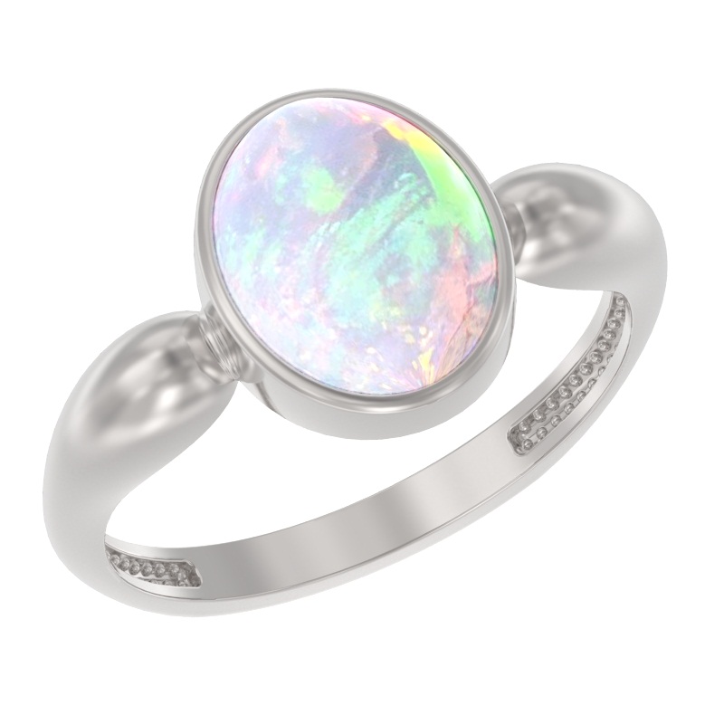 Кольцо из серебра с камнем Опал иск. фото, цены