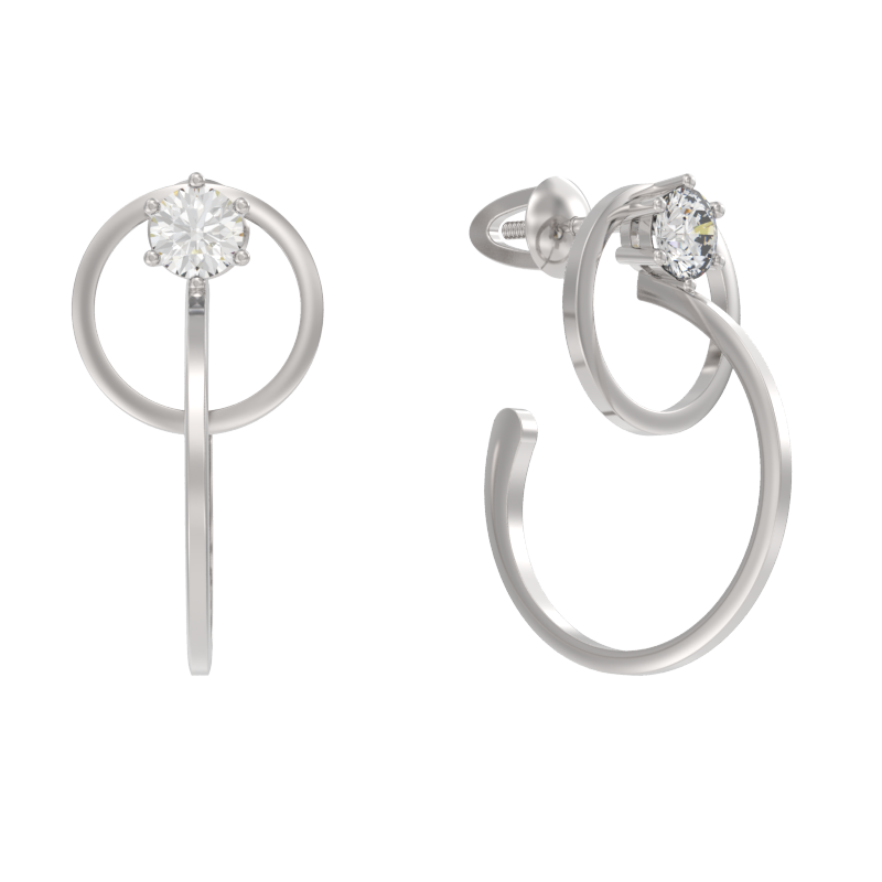 Пуссеты из серебра с камнем Фианит фото, цены