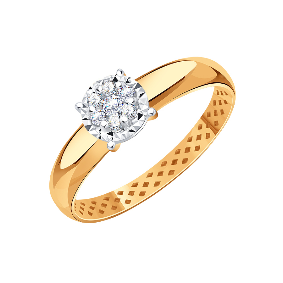 Кольцо из золота с камнем Бриллиант фото, цены