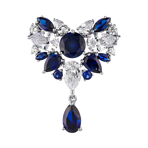 Брошь из серебра с камнем Фианит фото, цены