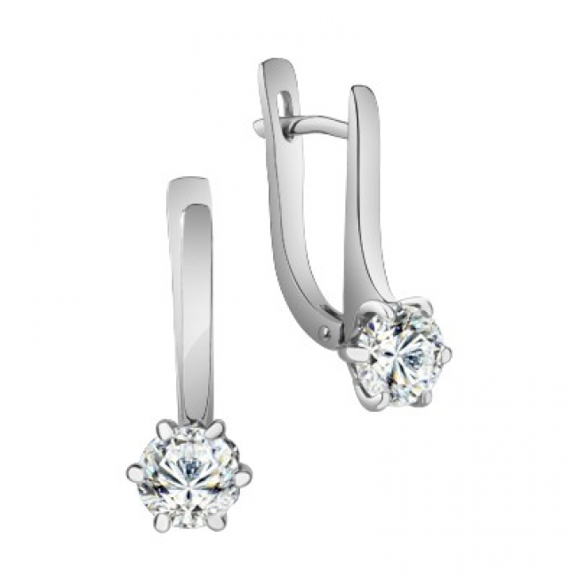 Серьги из серебра с камнем Фианит фото, цены