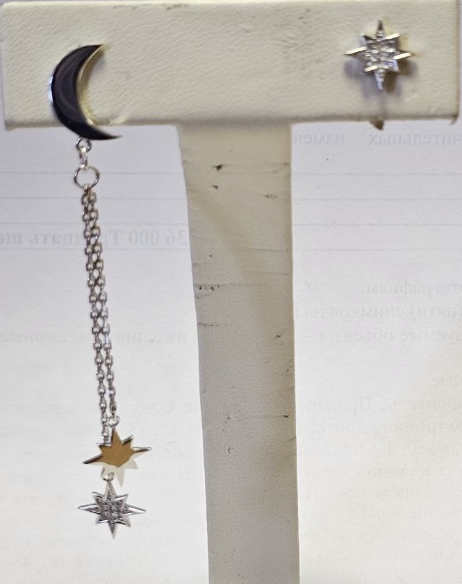 Пуссеты из серебра с камнем Фианит фото, цены