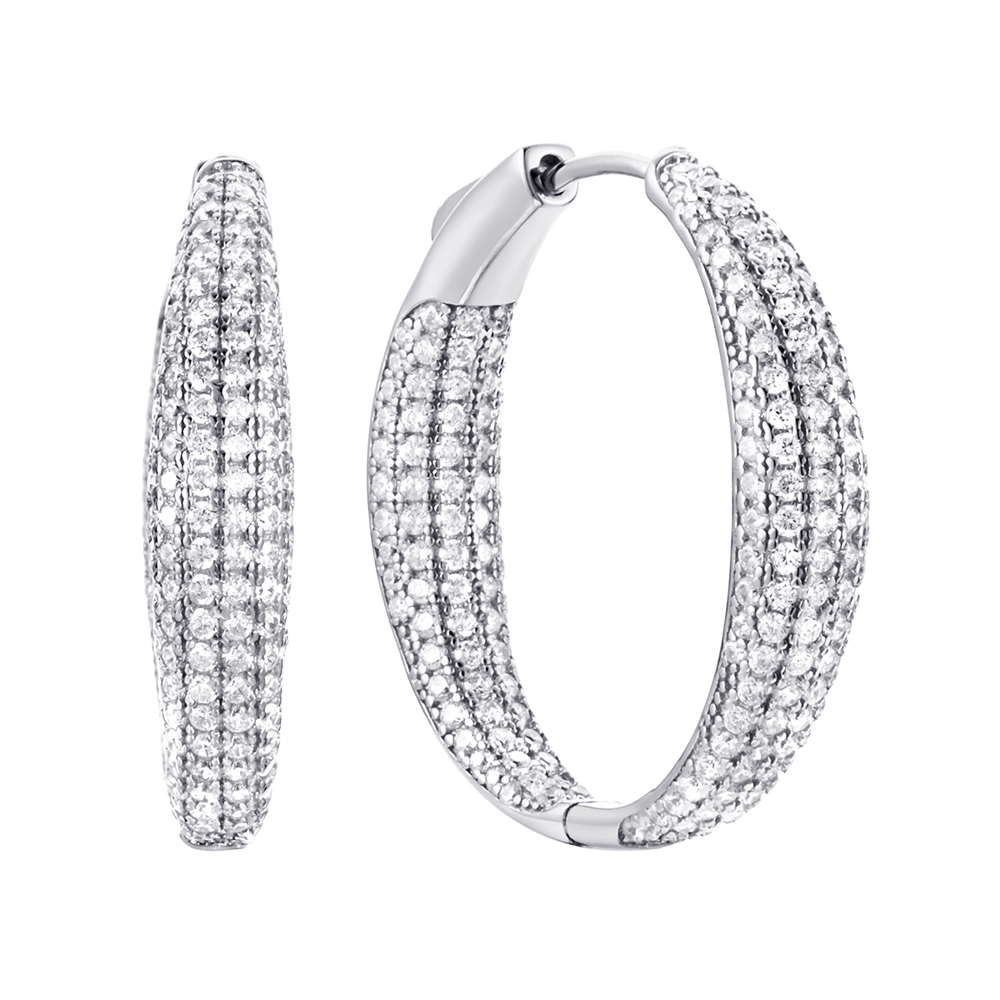 Серьги из серебра с камнем Фианит фото, цены