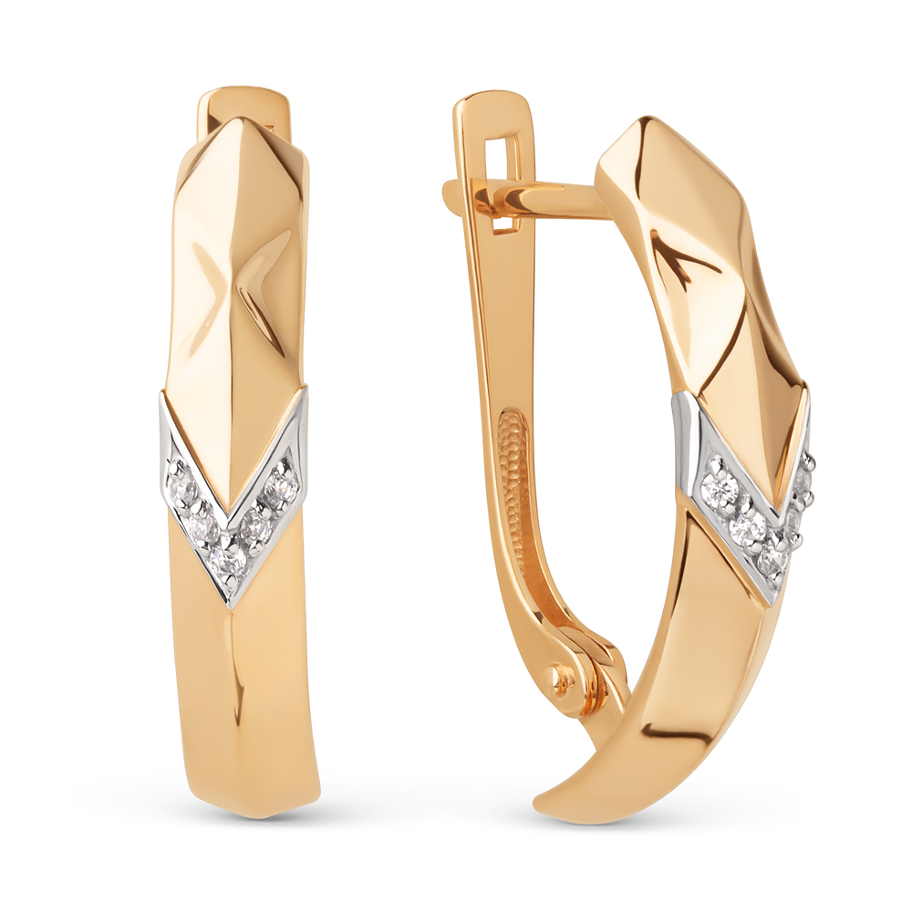 Серьги из золота с камнем Фианит фото, цены