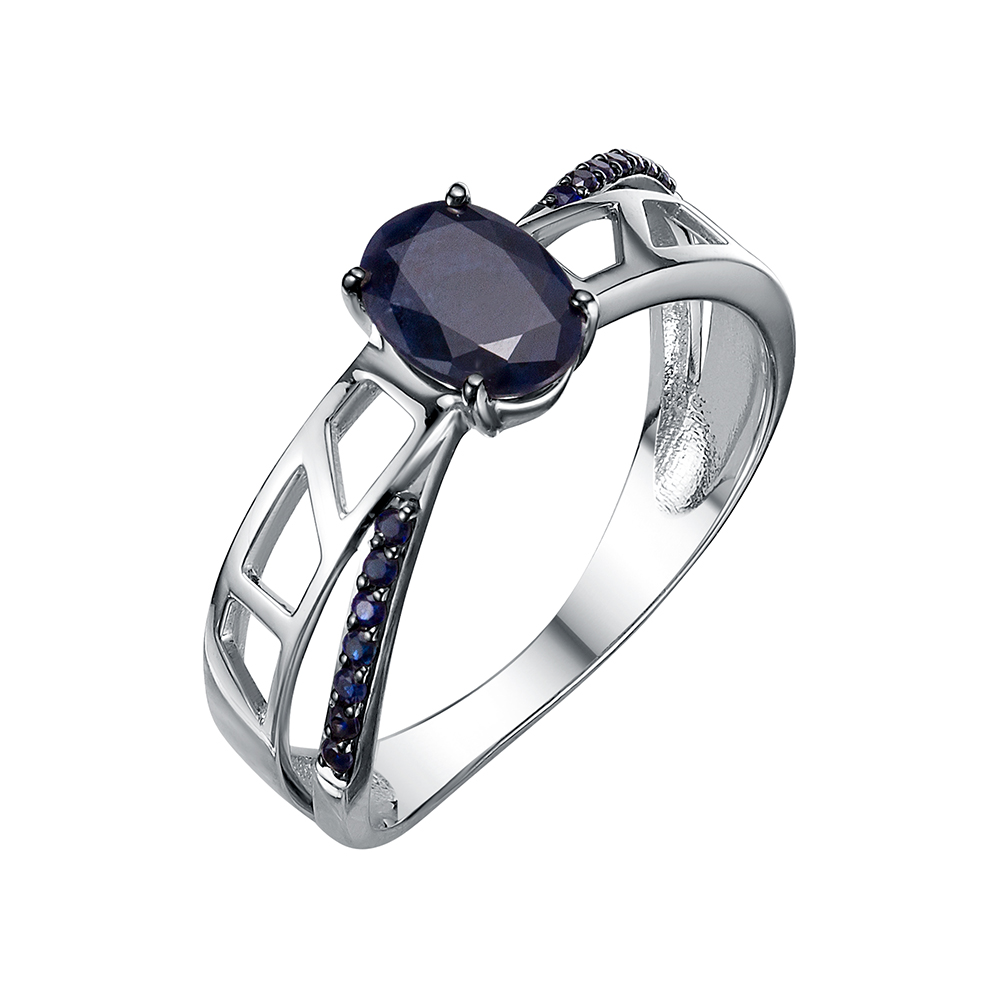 Кольцо из серебра с камнем Сапфир фото, цены