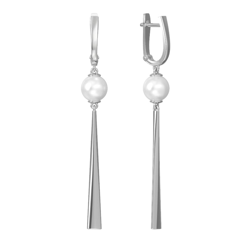 Серьги из серебра с камнем Жемчуг иск. фото, цены