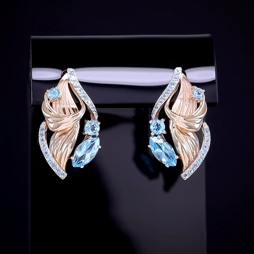 Серьги из золота с камнем Топаз фото, цены