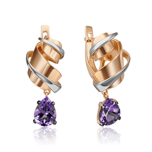 Серьги из золота с камнем аметист фото, цены
