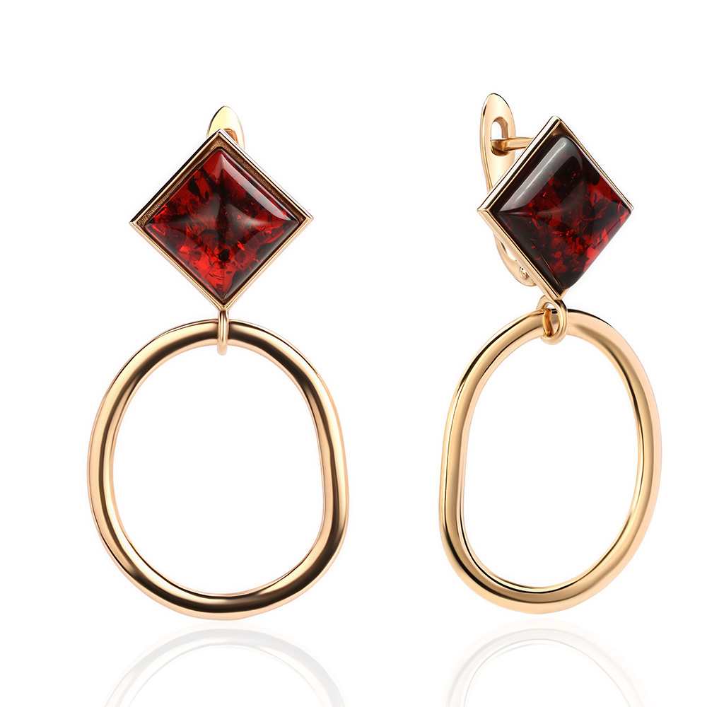 Серьги из серебра с камнем Янтарь фото, цены