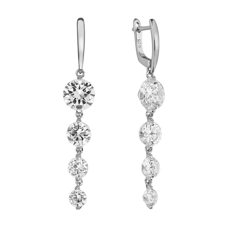 Серьги из серебра с камнем Циркон фото, цены