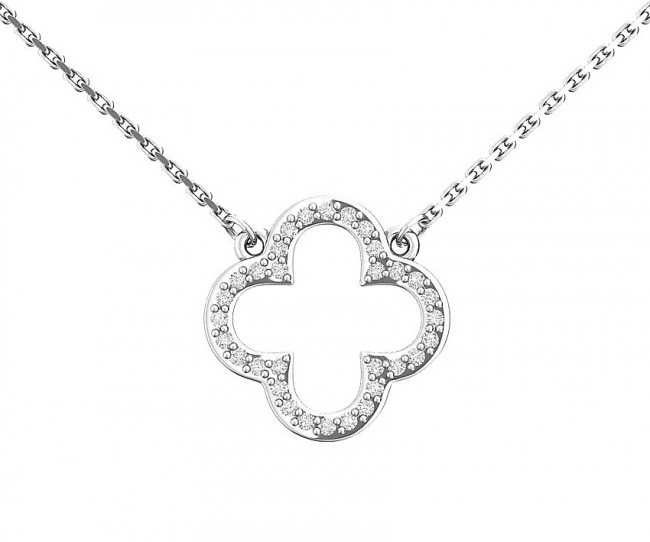 Колье из серебра с камнем Фианит фото, цены