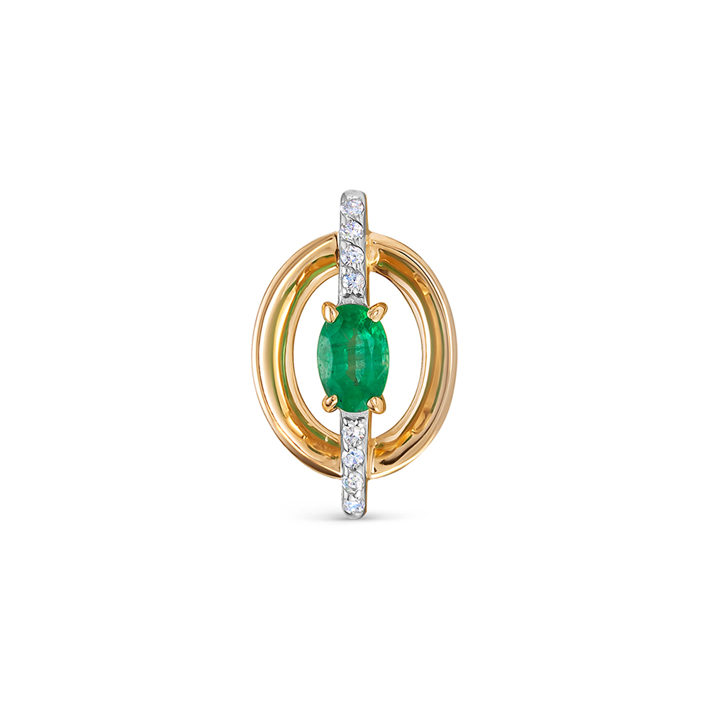 Подвеска из золота с камнем Бриллиант, Изумруд фото, цены