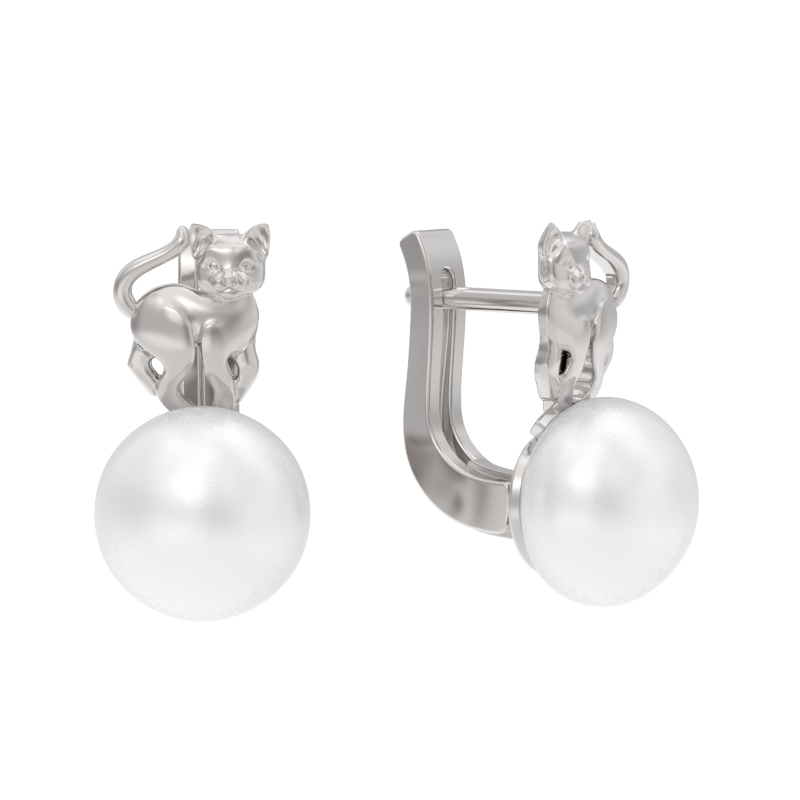 Серьги из серебра с камнем Жемчуг фото, цены