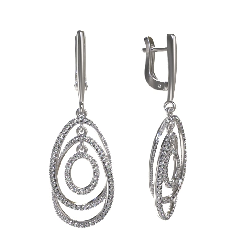 Серьги из серебра с камнем Фианит фото, цены