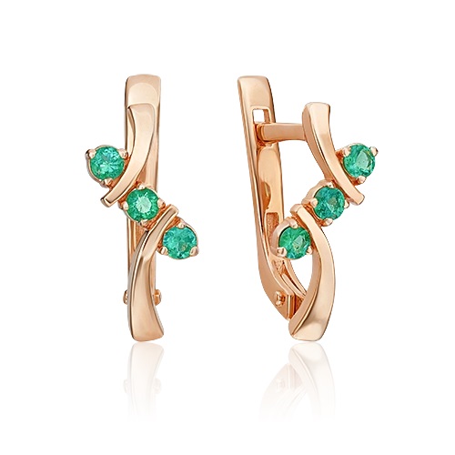 Серьги из золота с камнем Изумруд фото, цены