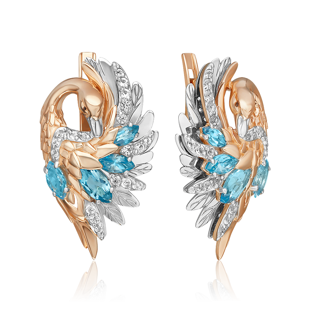 Серьги из золота с камнем Топаз фото, цены