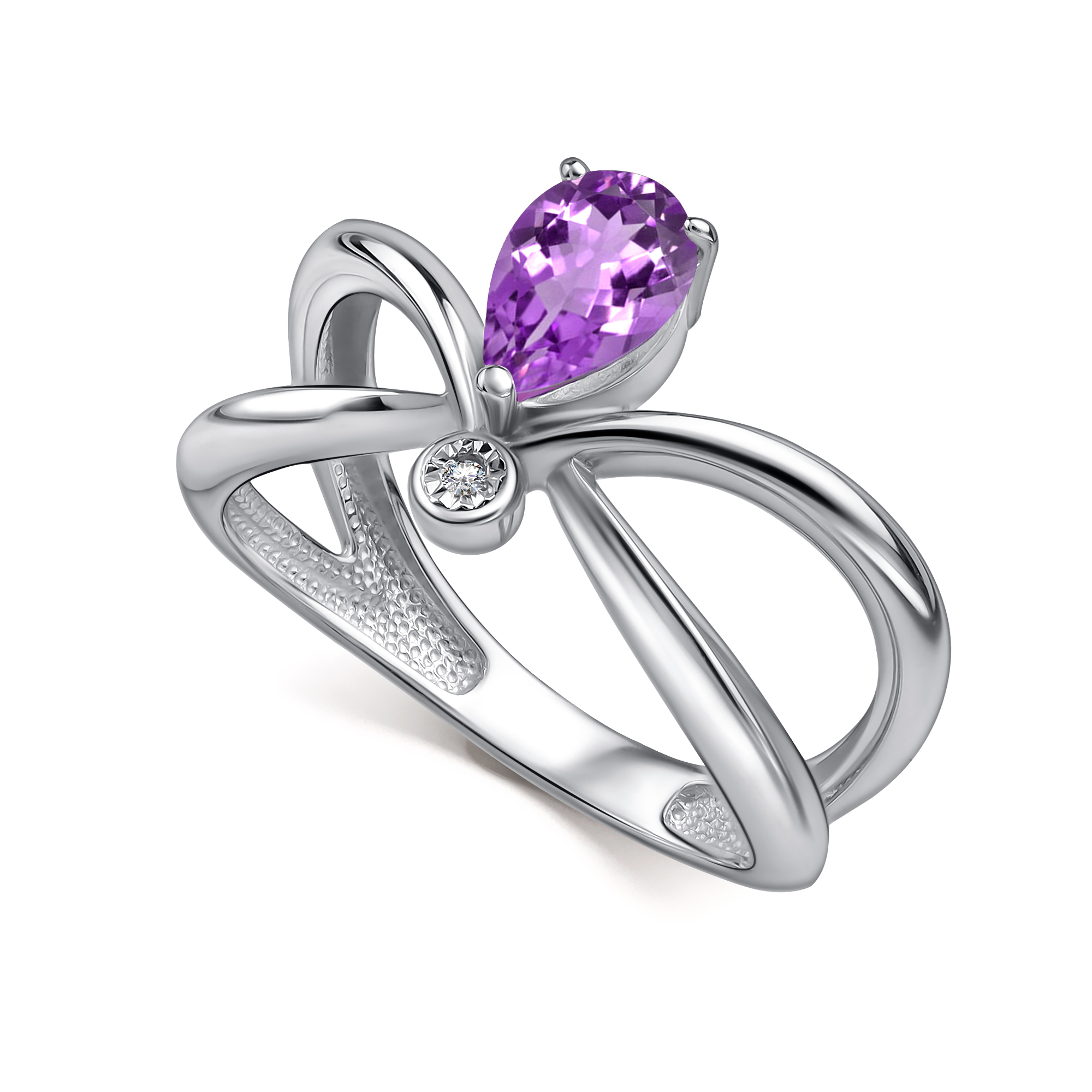 Кольцо из серебра с камнем аметист, Бриллиант фото, цены
