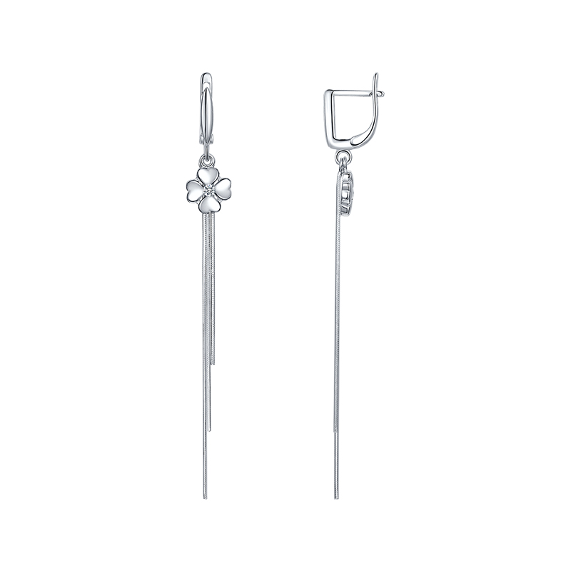 Серьги из серебра с камнем Куб цирконий фото, цены