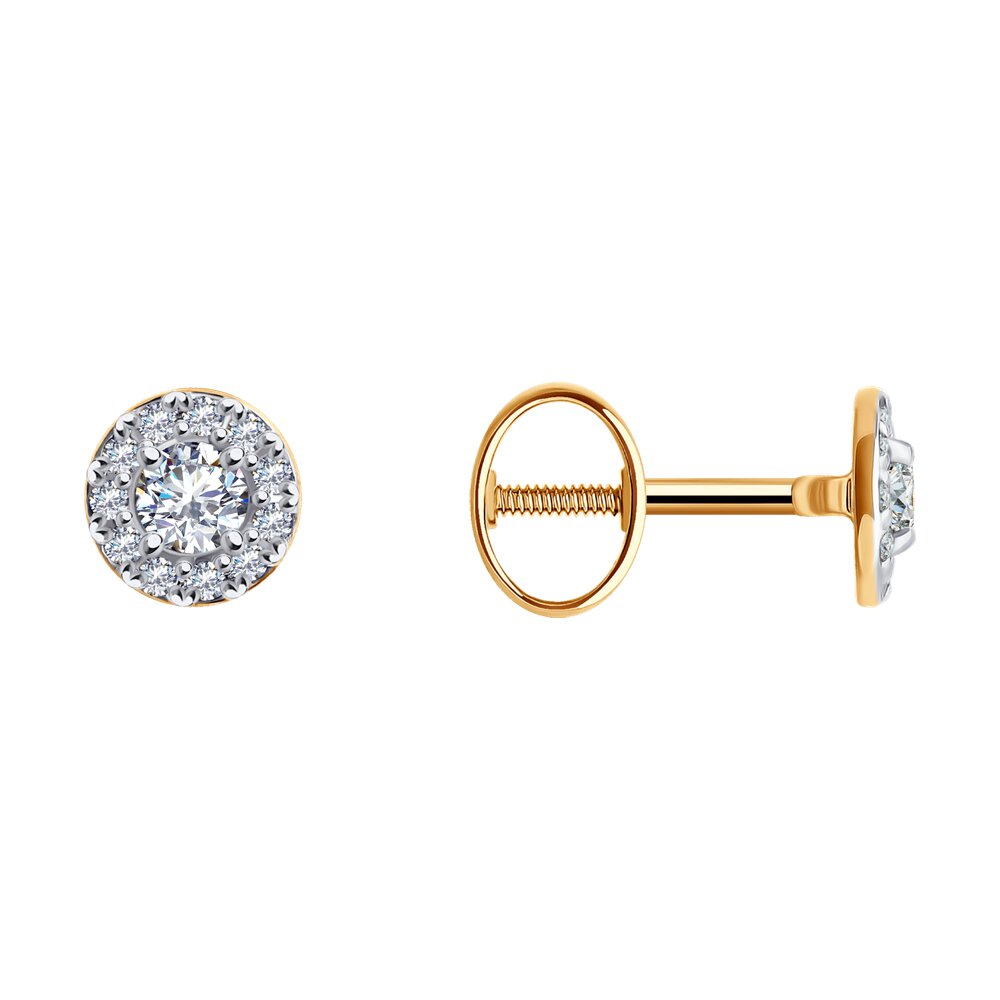 Пуссеты из золота с камнем Фианит фото, цены