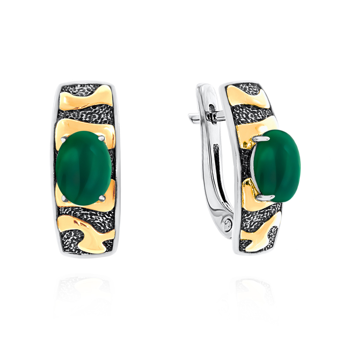 Серьги из серебра с камнем Агат фото, цены