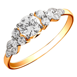 Кольцо из золота с камнем Фианит фото, цены