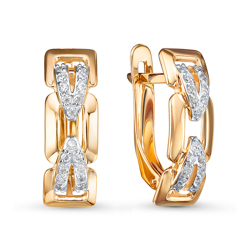 Серьги из золота с камнем Фианит фото, цены