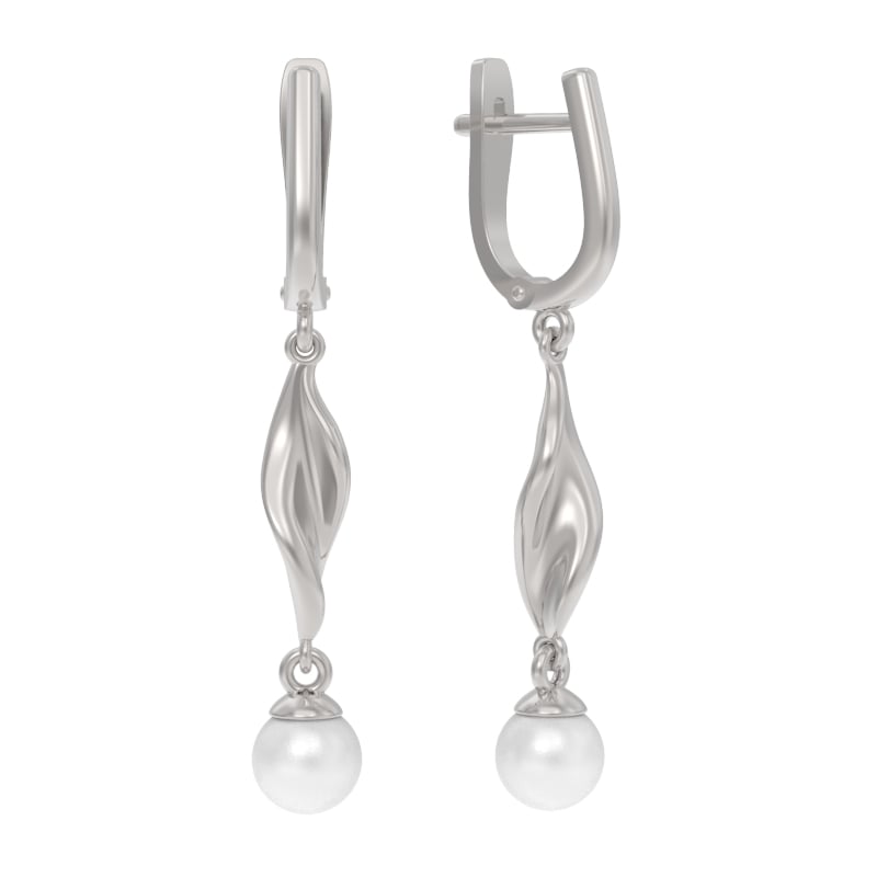 Серьги из серебра с камнем Жемчуг фото, цены