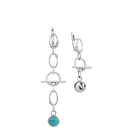 Серьги из серебра с камнем Агат фото, цены