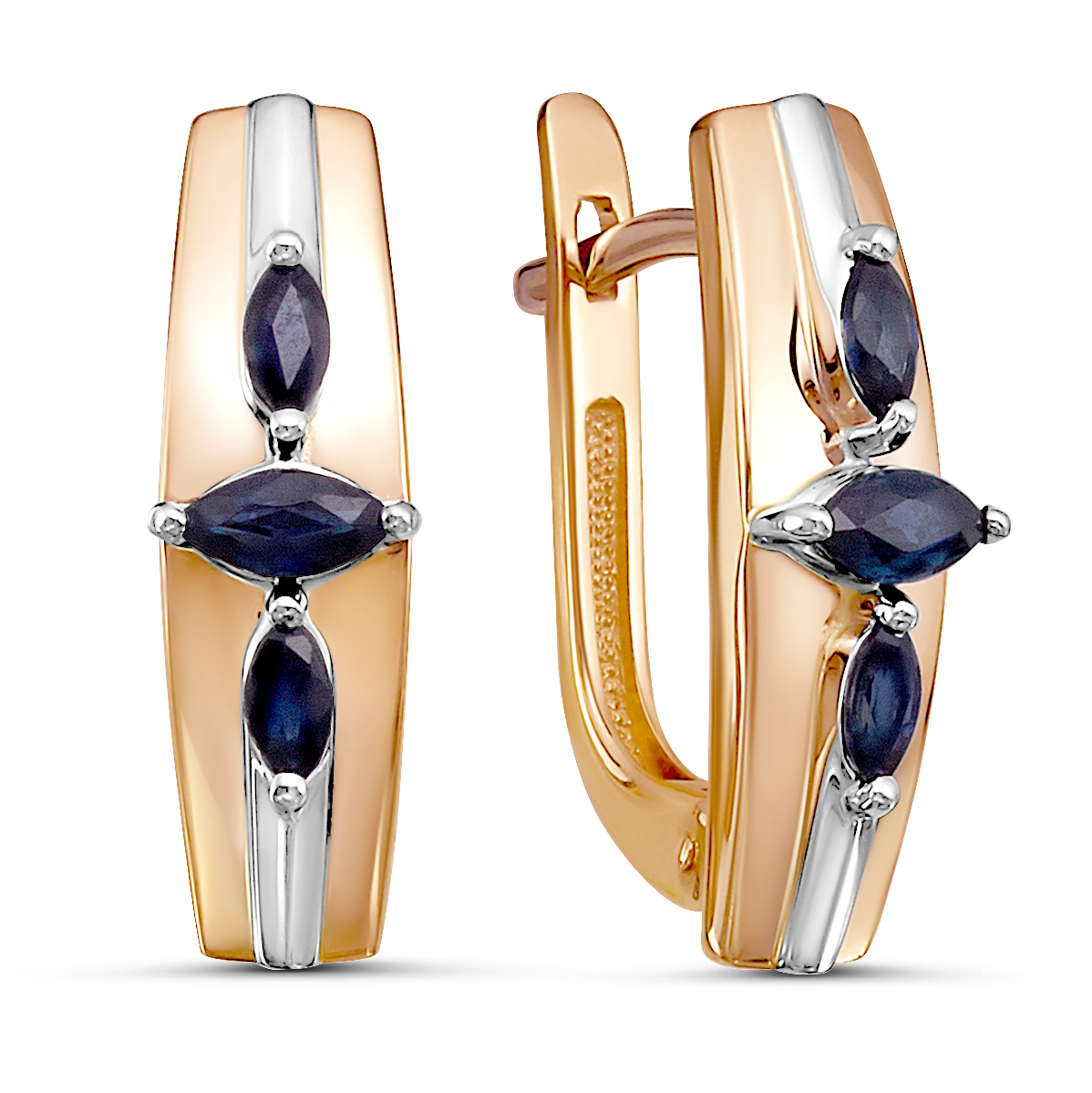 Серьги из золота с камнем Сапфир фото, цены