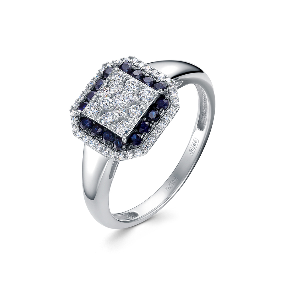 Кольцо из золота с камнем Бриллиант, Сапфир фото, цены