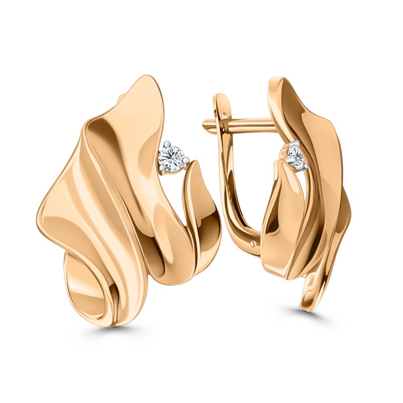 Серьги из золота с камнем Фианит фото, цены