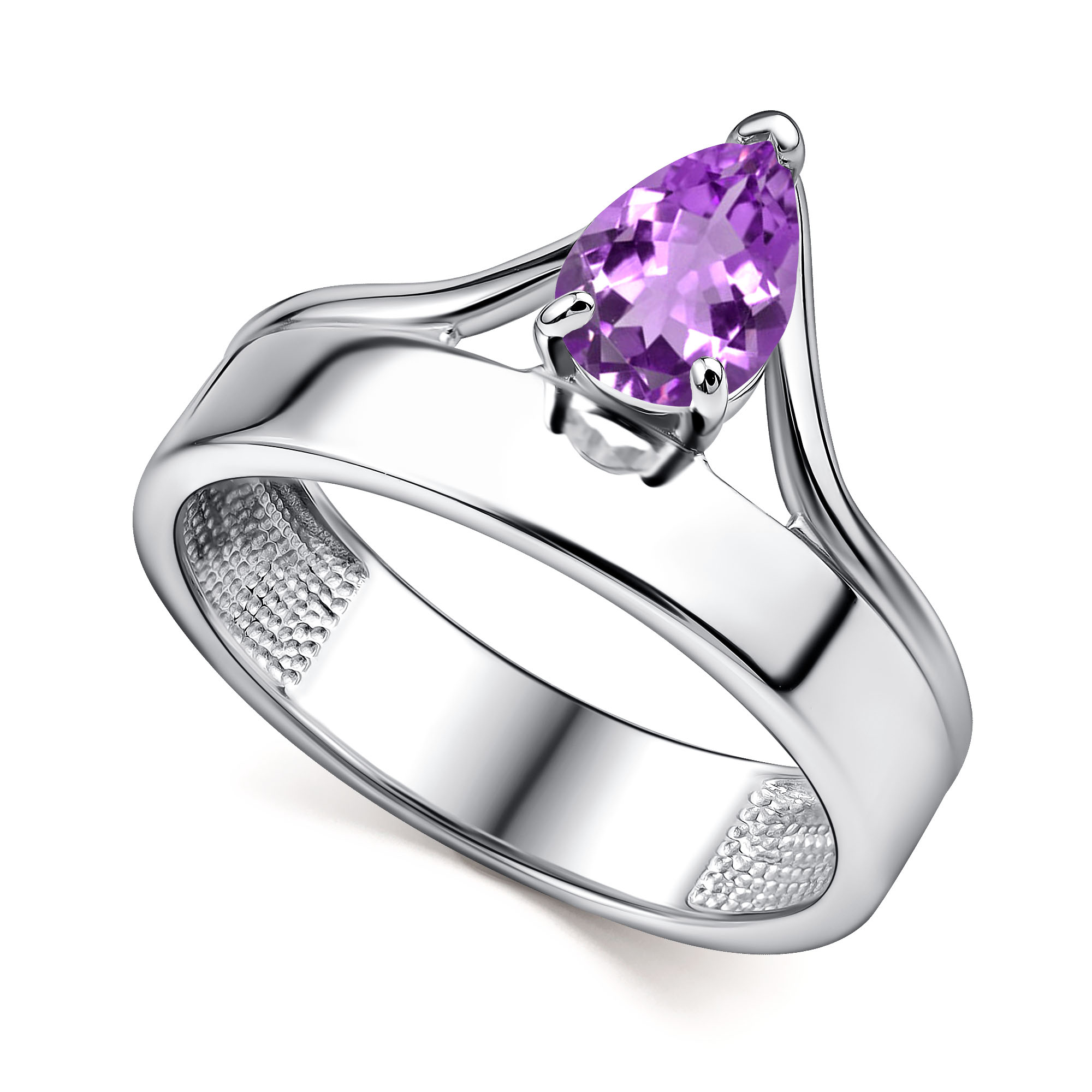 Кольцо из серебра с камнем аметист фото, цены