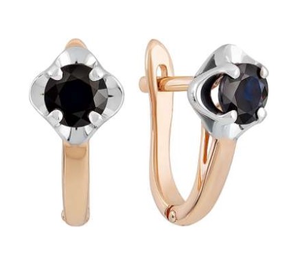 Серьги из золота с камнем Сапфир фото, цены