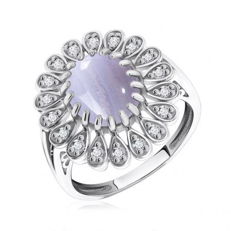 Кольцо из серебра с камнем Фианит, Агат фото, цены