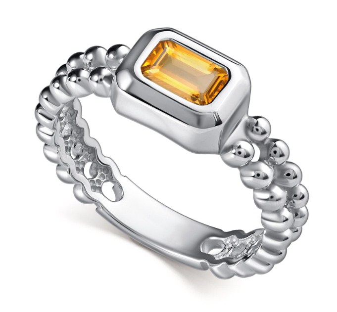Кольцо из серебра с камнем Цитрин фото, цены