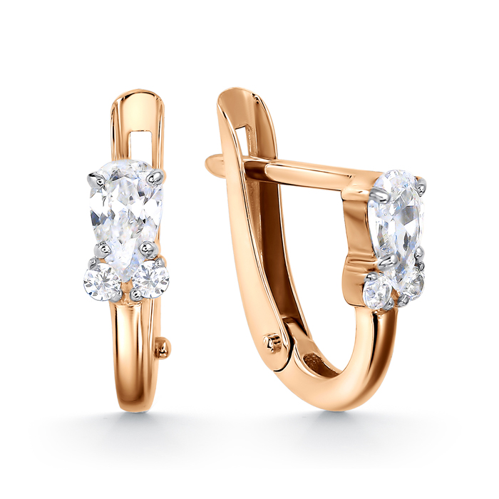 Серьги из золота с камнем Фианит фото, цены