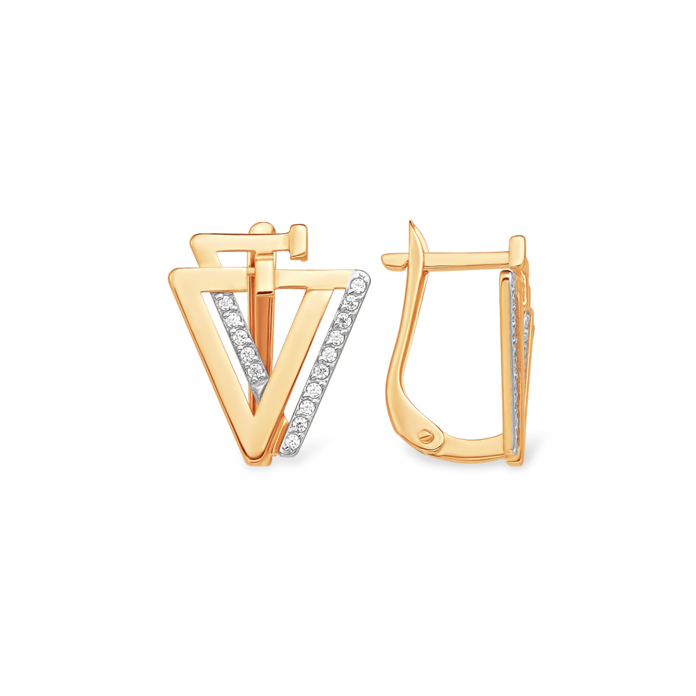 Серьги из золота с камнем Фианит фото, цены