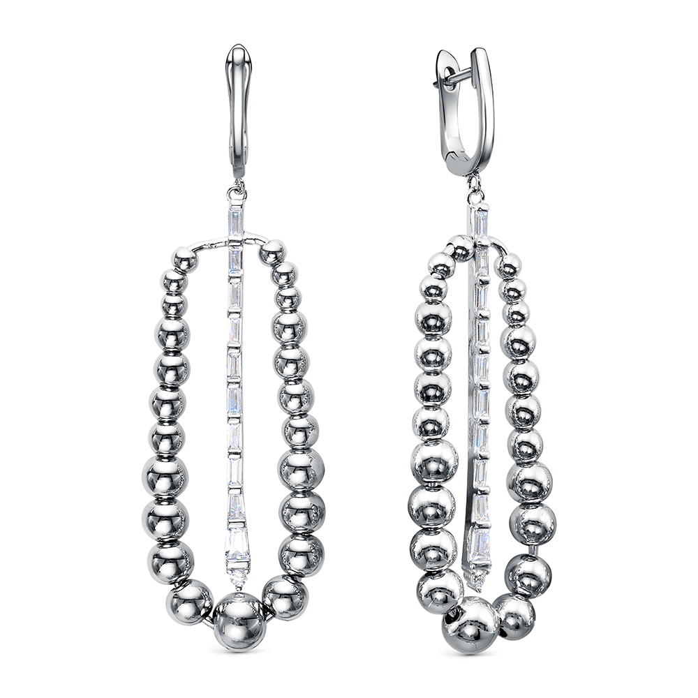 Серьги из серебра с камнем Циркон фото, цены