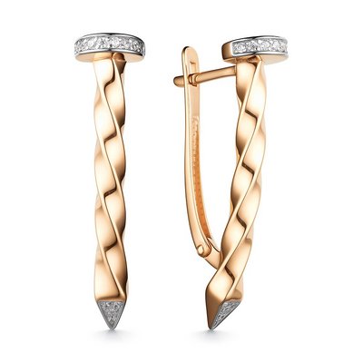 Серьги из золота с камнем Фианит фото, цены