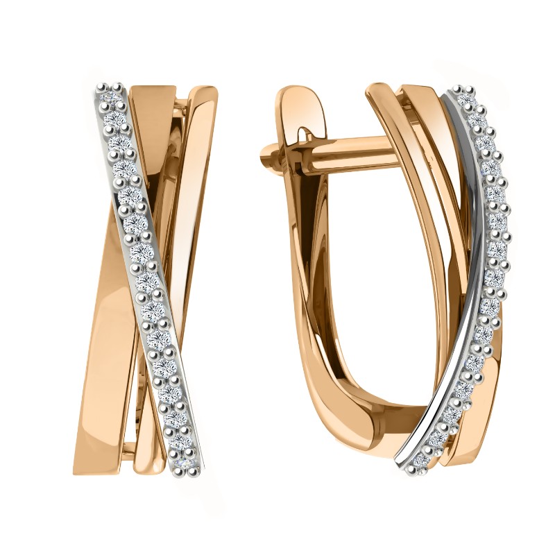 Серьги из золота с камнем Фианит фото, цены