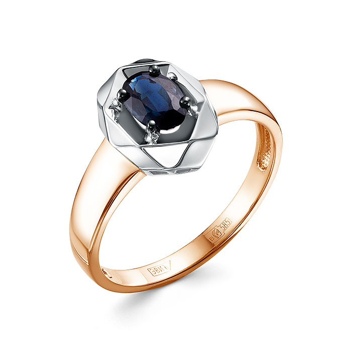 Кольцо из золота с камнем Сапфир фото, цены